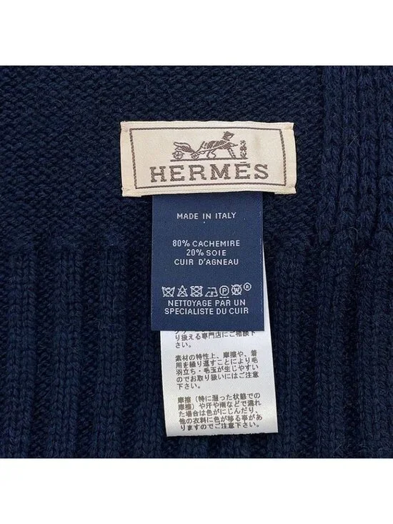 Hermes Scarf Quarter Bash Cashmere Silk Fall/winter Marine - Picture 7 of 8
